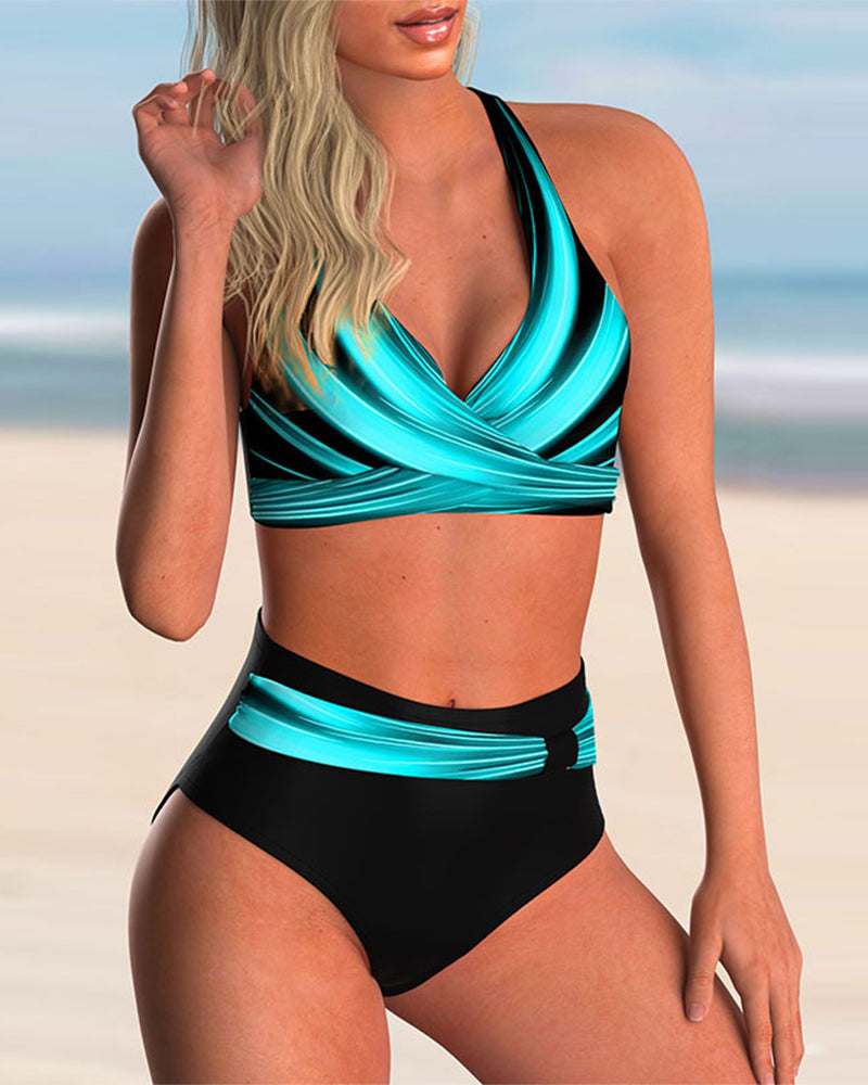 Liliana - Bikini set with cross neckline and print