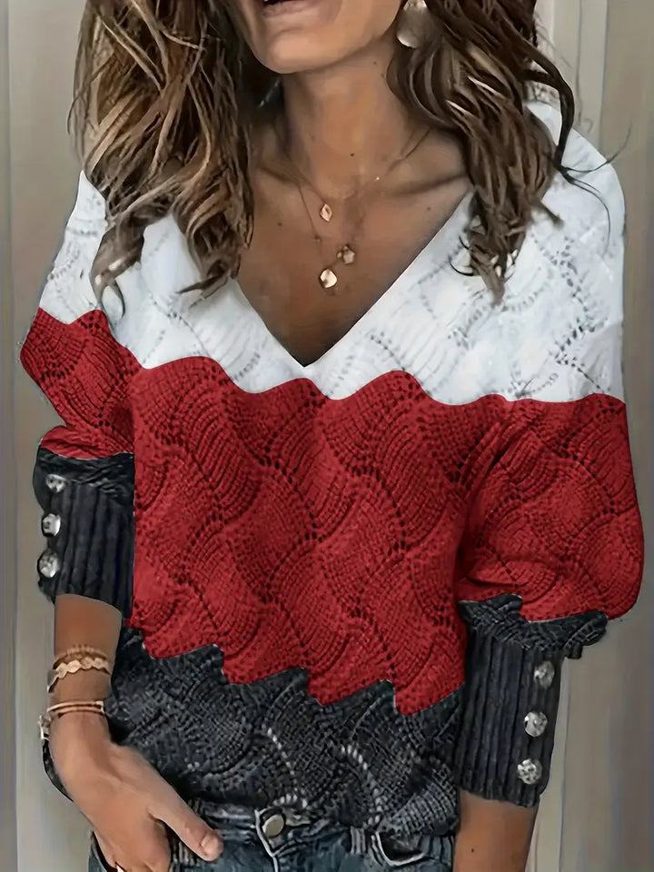 RENILDA – ELEGANT V-NECK KNITTED SWEATER