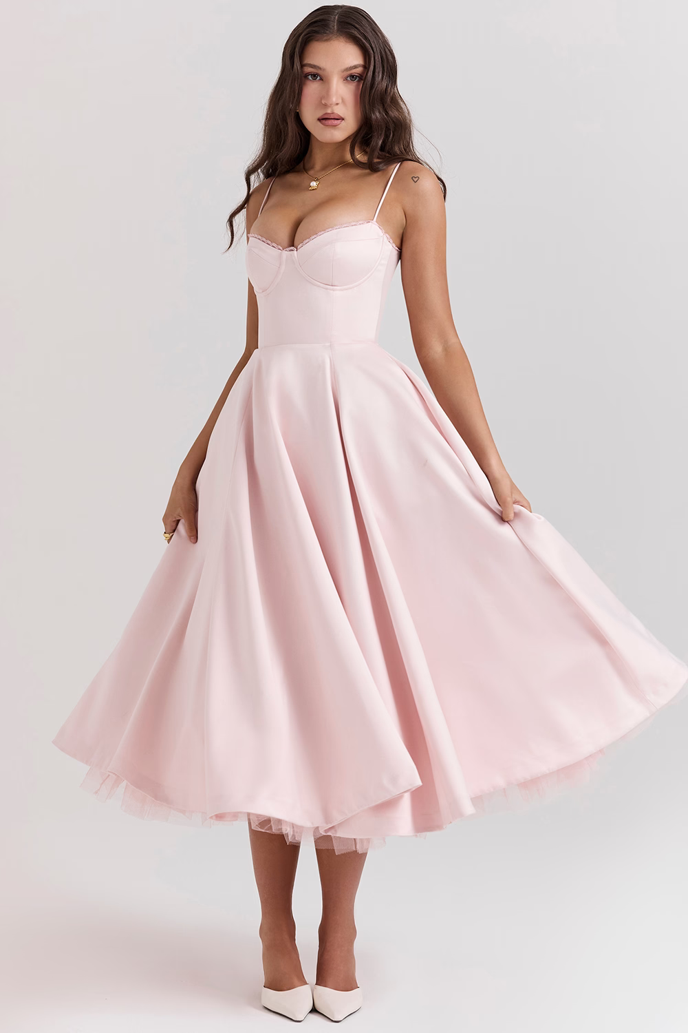 KAESSIRAE – ELEGANT TULLE MIDI DRESS FOR SPRING