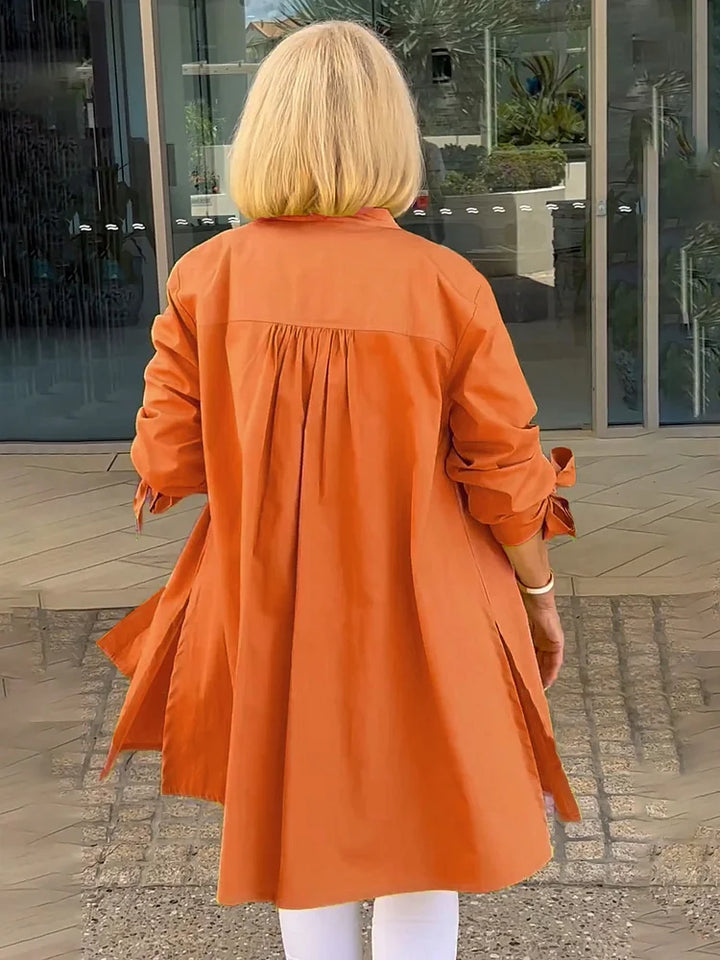 ELLARIA – GATHERED BACK COTTON SHIRT JACKET