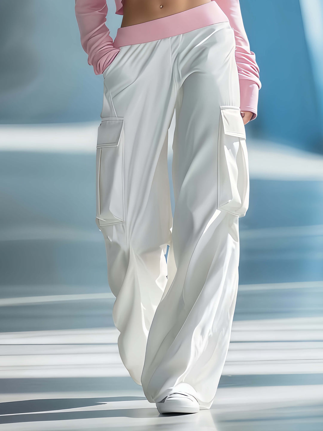 Women's Stylish Casual Dark Blue Off-the-shoulder Top And Trousers Set