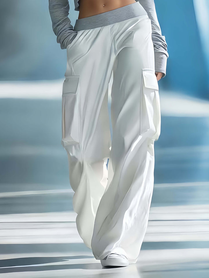 Women's Stylish Casual Dark Blue Off-the-shoulder Top And Trousers Set