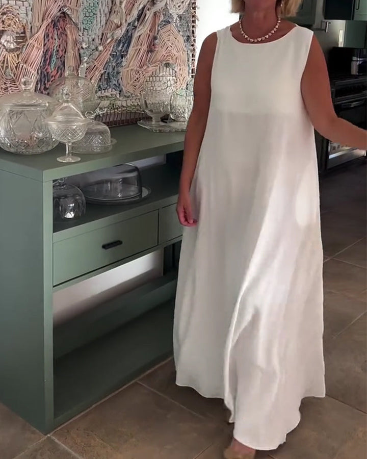 Sleeveless Loose Draped Long Dress