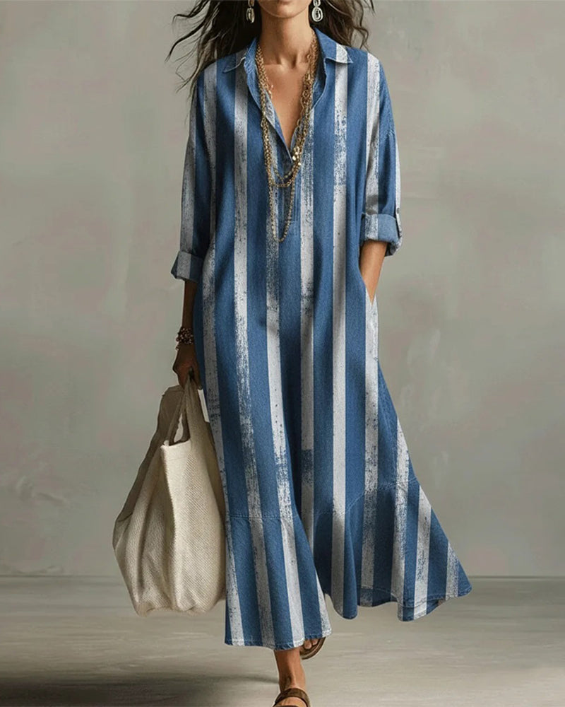 Dress Loose Vertical Striped Long