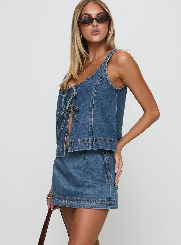 COURTNEY – RYDER DENIM TOP AND SKIRT SET