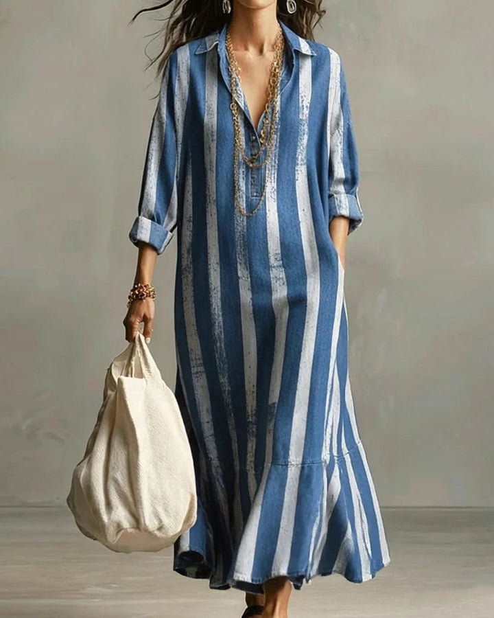 Dress Loose Vertical Striped Long