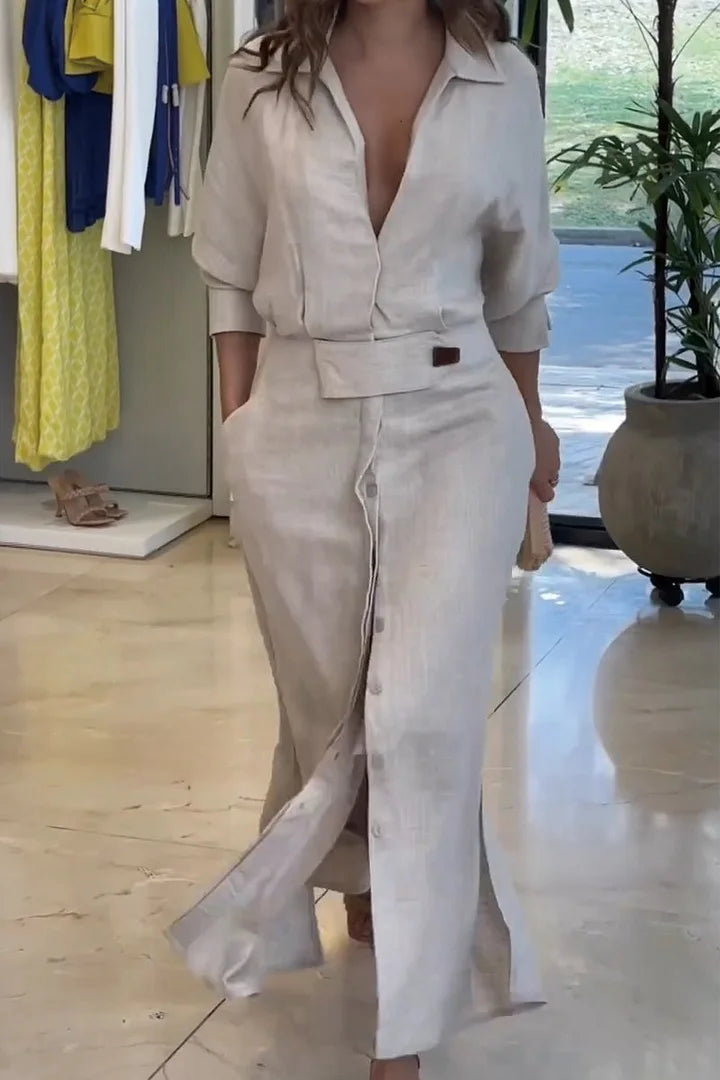 Eulalia | Cotton and Linen Maxi Dress