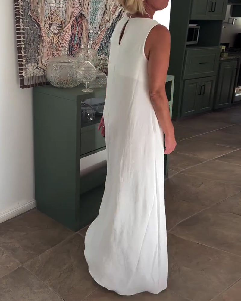 Sleeveless Loose Draped Long Dress