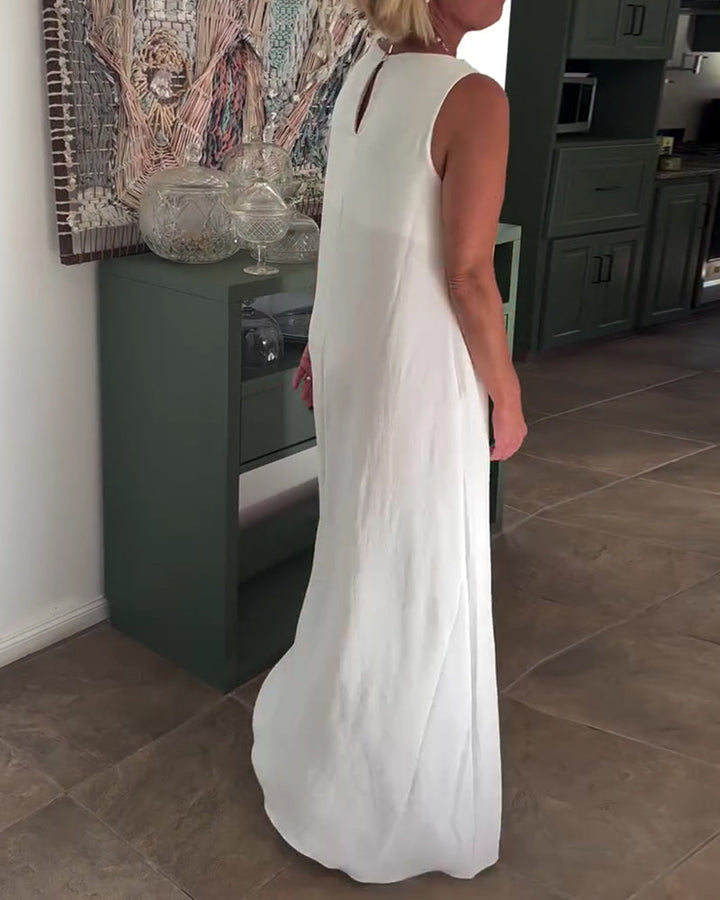 Sleeveless Loose Draped Long Dress