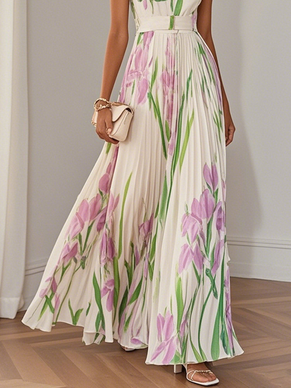 Mary - Elegant Pleated Maxi Dress