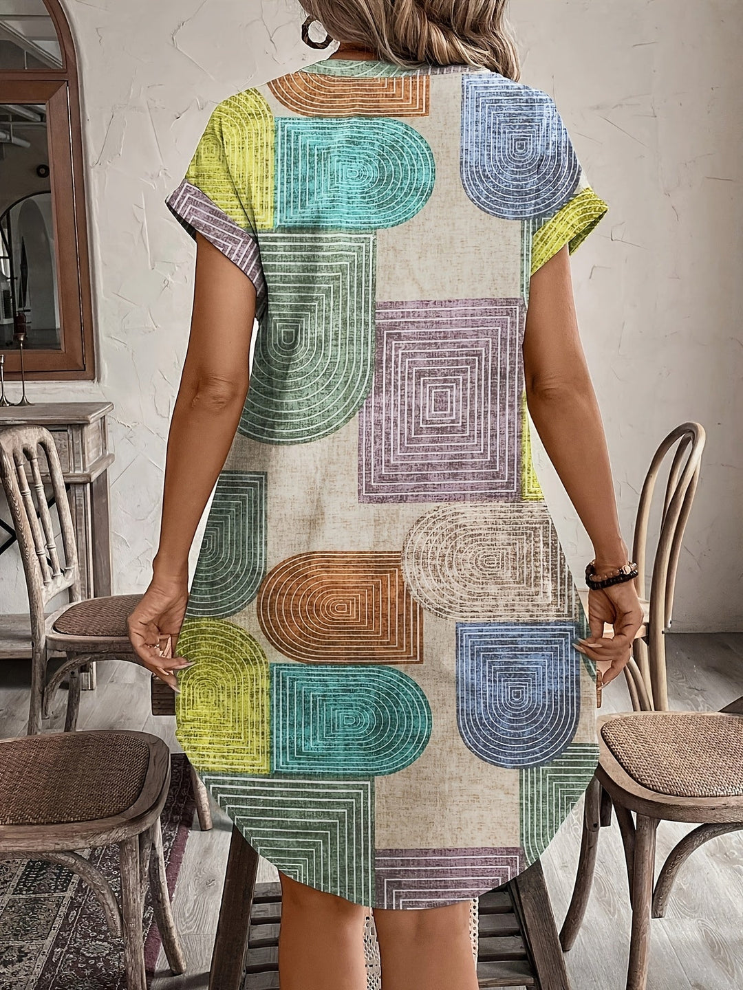 Mira | Geometric V-Neck Summer Dress