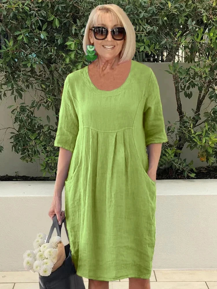 ELYSSIA – CASUAL COTTON POCKET TUNIC DRESS