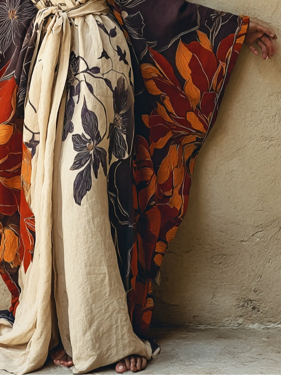 Dahlia Tie Waist Loose Robe Maxi Dress