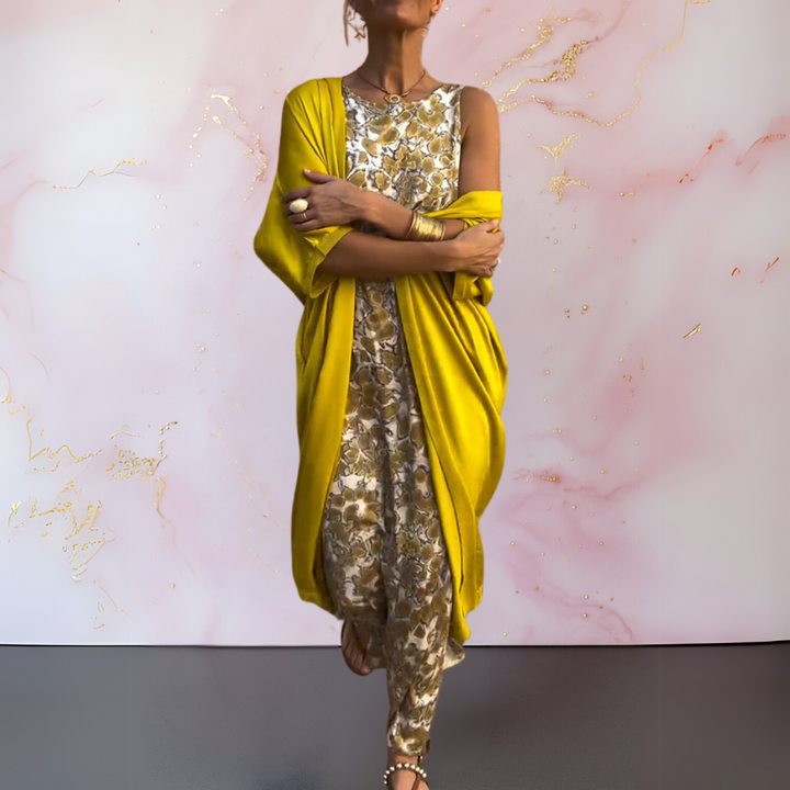 VIRELLISSE – ELEGANT DRESS WITH MATCHING CARDIGAN