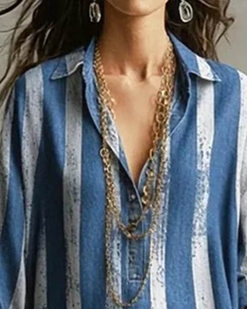 Dress Loose Vertical Striped Long