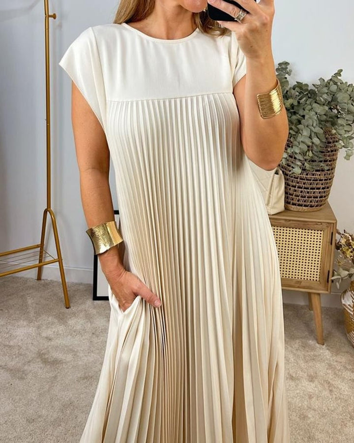Women’s Short Sleeve Pleated Maxi Dress