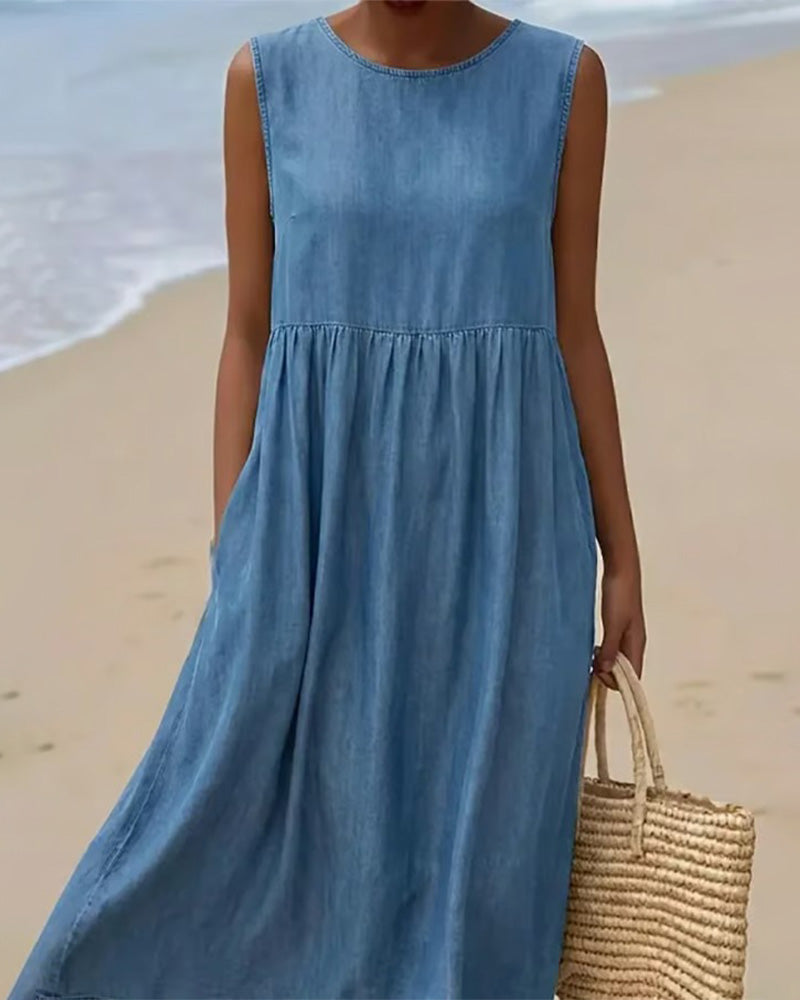 Sleeveless Casual Denim Dress