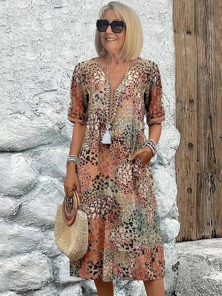 VELINA – LEOPARD LACE V-NECK SUMMER DRESS