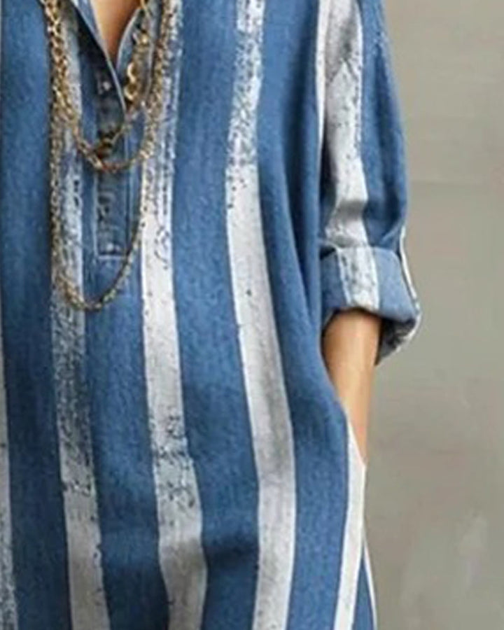 Dress Loose Vertical Striped Long