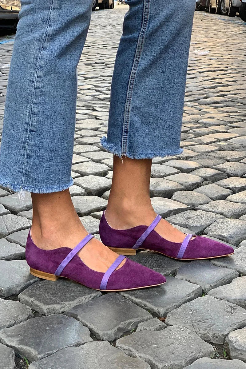 PURPLE STRAP FLATS