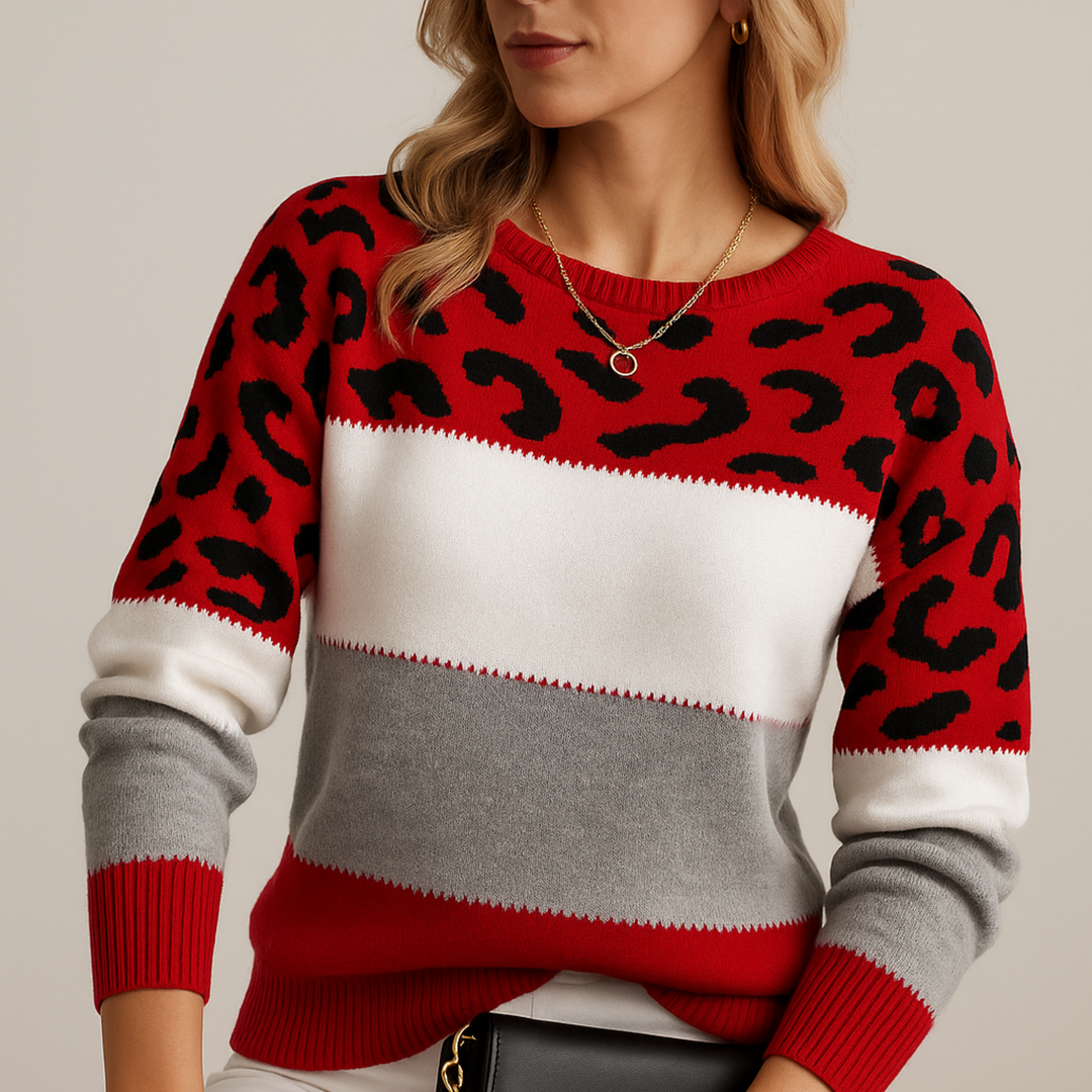 ELIONYSSE – LEOPARD PRINT CASUAL SWEATER