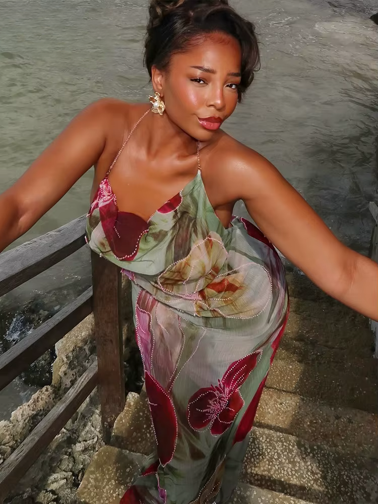 Isla - Backless Chiffon Maxi Dress