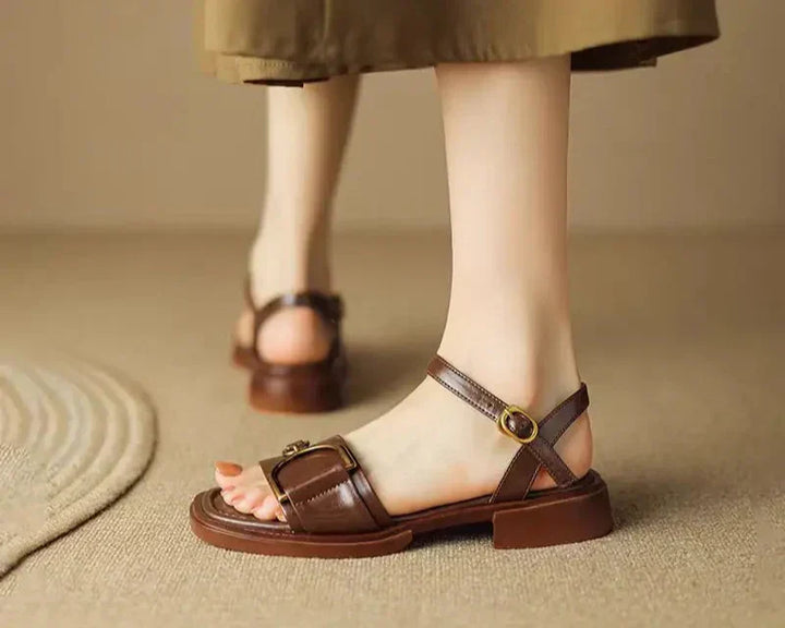 Amara - Buckled Flat Sandals