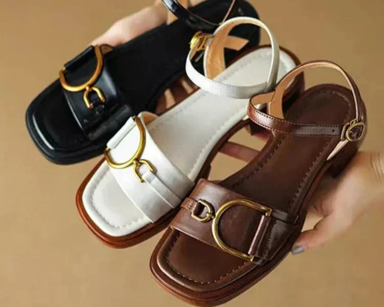 Amara - Buckled Flat Sandals