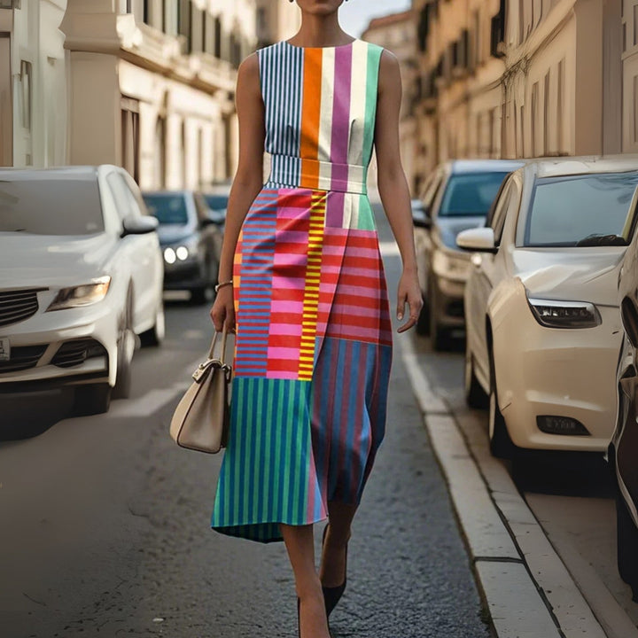 Celine – Elegant Geometric Draped Dress