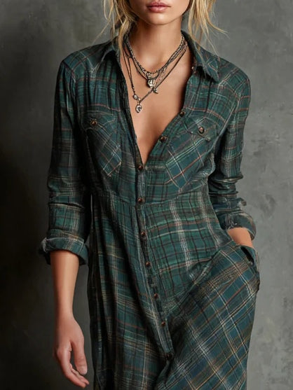 HAVEN – PLAID MAXI SHIRT DRESS