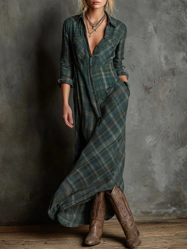 HAVEN – PLAID MAXI SHIRT DRESS