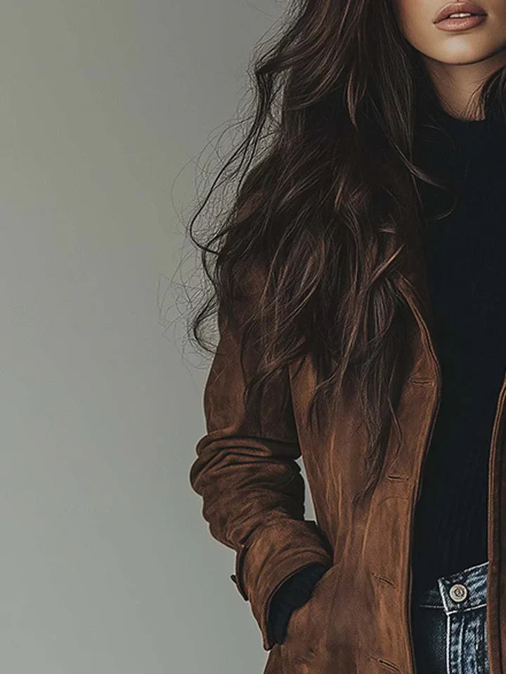 Elegant Suede Effect Coat
