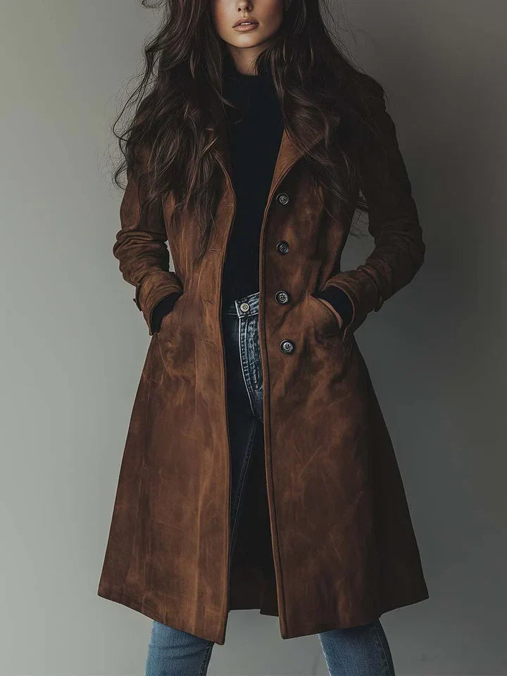 Elegant Suede Effect Coat