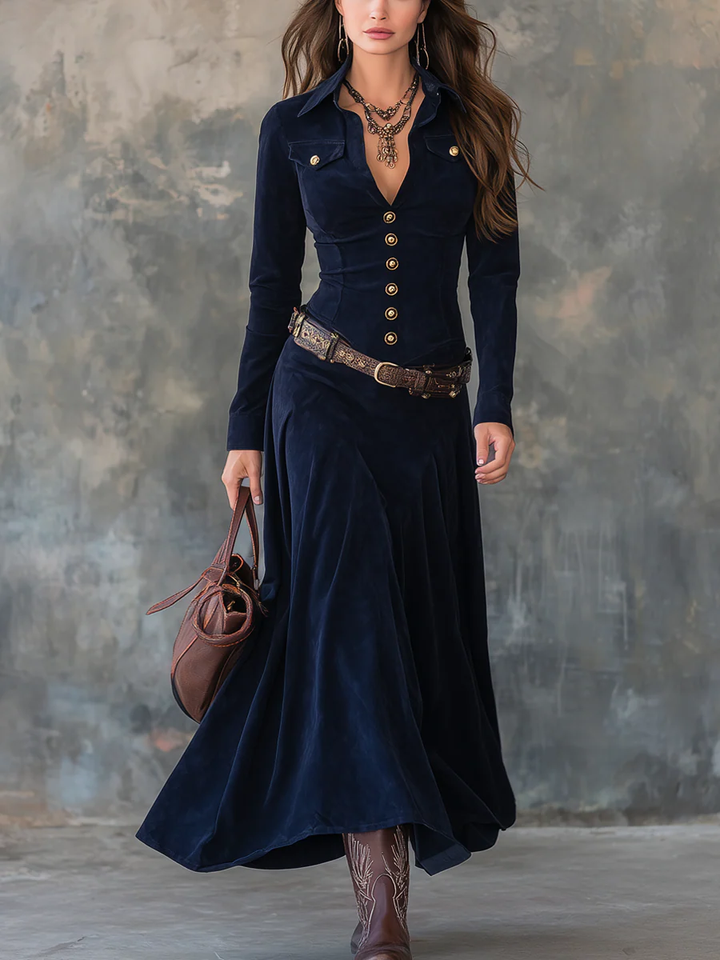 Long Suede Effect Dress Belt Included