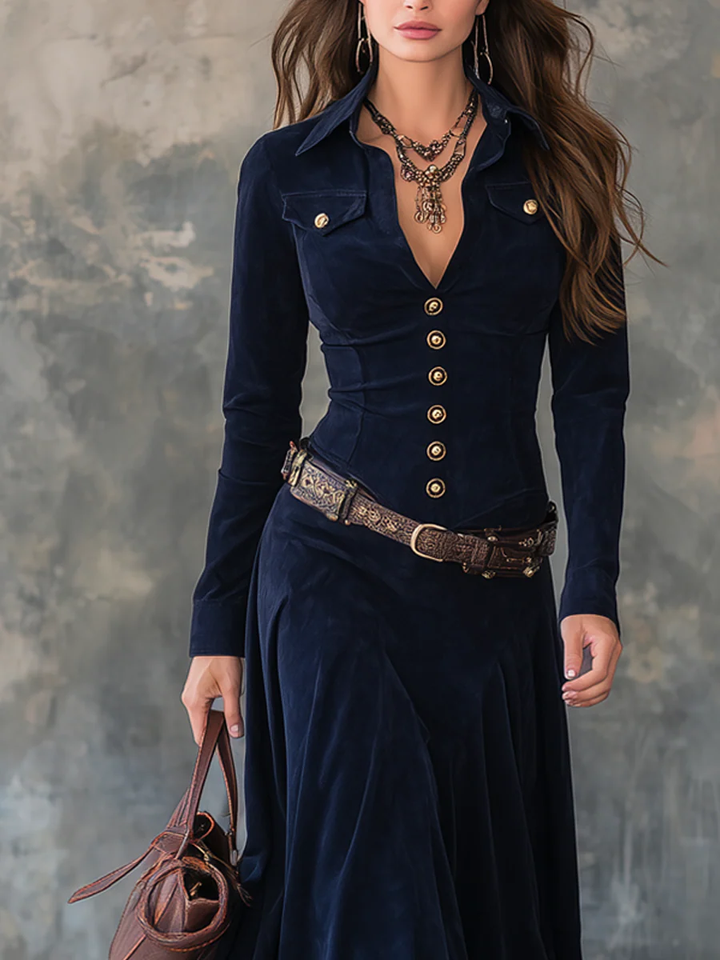 Long Suede Effect Dress Belt Included