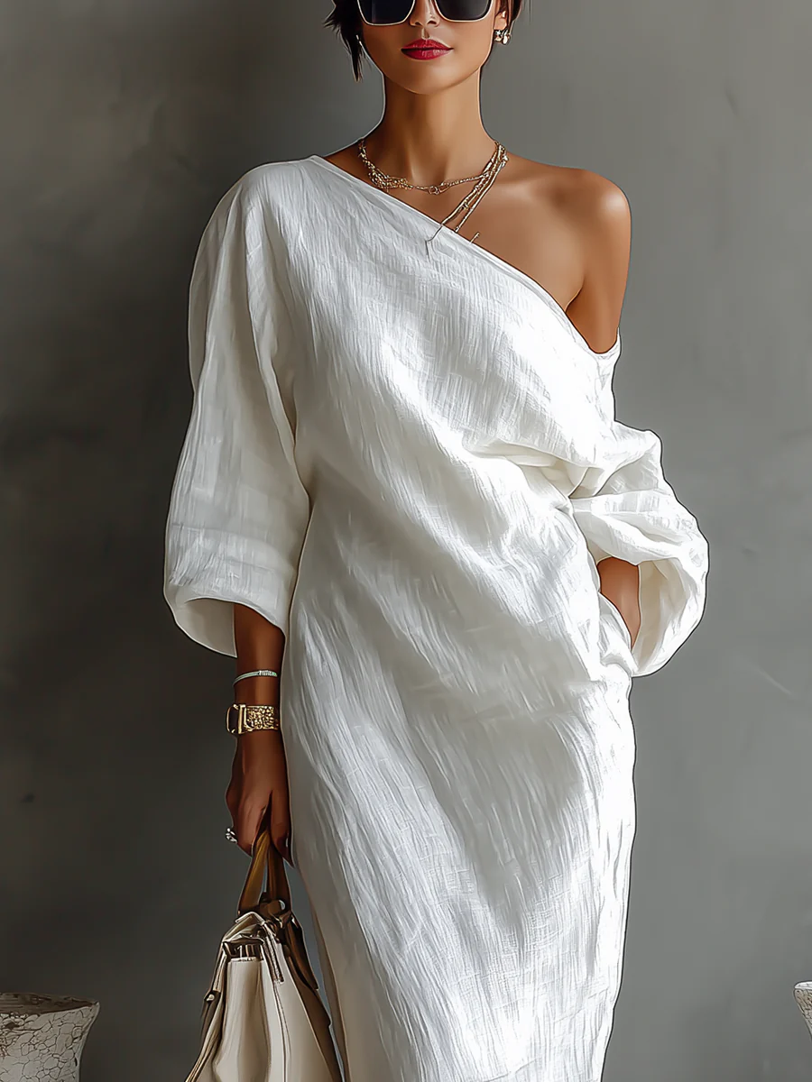 Nerina | Elegant and Flowing One Shoulder Maxi Dress