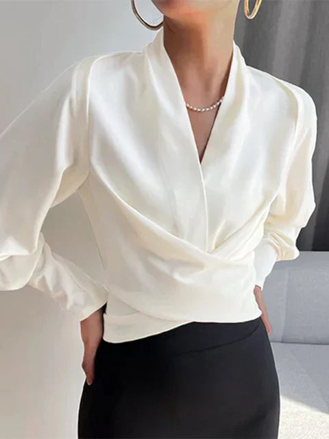 MIRELYTHEA – V-NECK WOMEN’S BLOUSES WITH PUFF SLEEVES