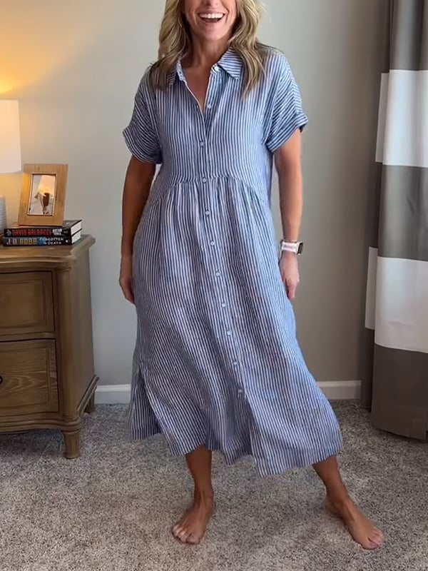 THALESSIA – STRIPED SHIRT DRESS