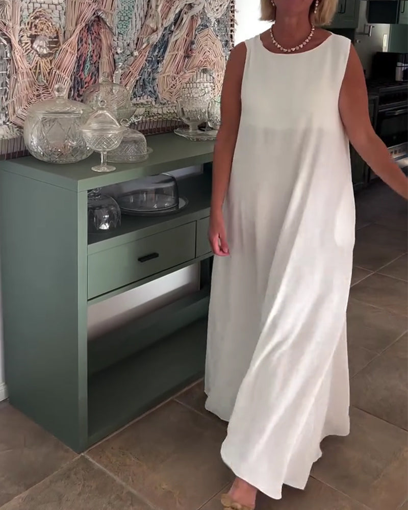 Sleeveless Loose Draped Long Dress