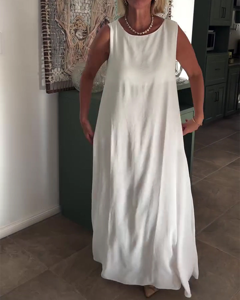 Sleeveless Loose Draped Long Dress