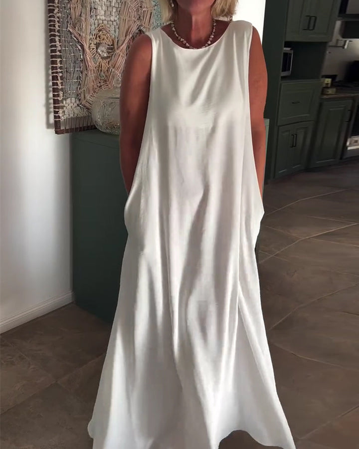 Sleeveless Loose Draped Long Dress