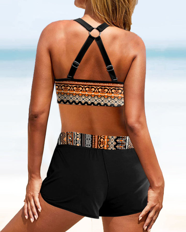 Maryan - Bikini with Geometric Pattern and High Elastic Waist