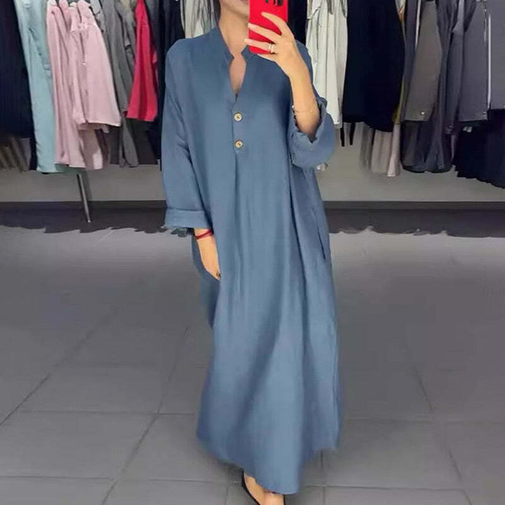 VALENCIA – WOMEN'S LONG SHIRT DRESS WITH POCKETS