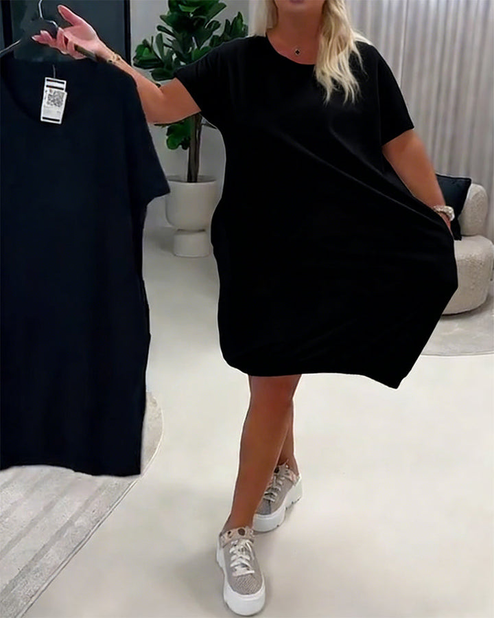 Dress Short Sleeve Round Neck Loose-Fit