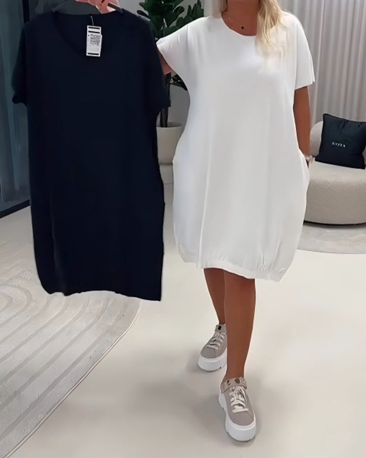Dress Short Sleeve Round Neck Loose-Fit