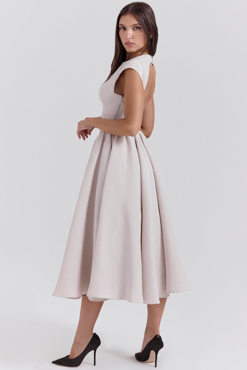 ISENDRIA – SATIN MIDI GOWN FOR SOPHISTICATED ELEGANCE