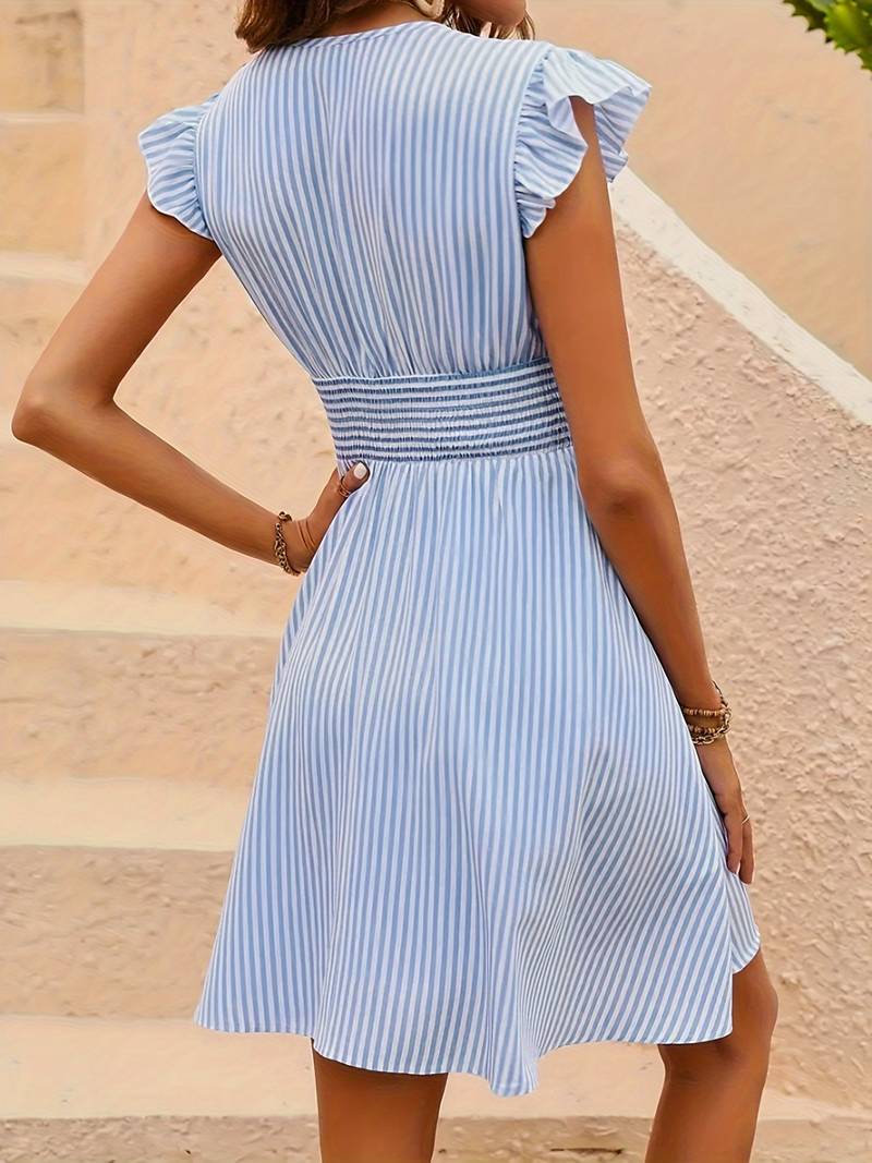 Myra - Striped Ruffle Dress